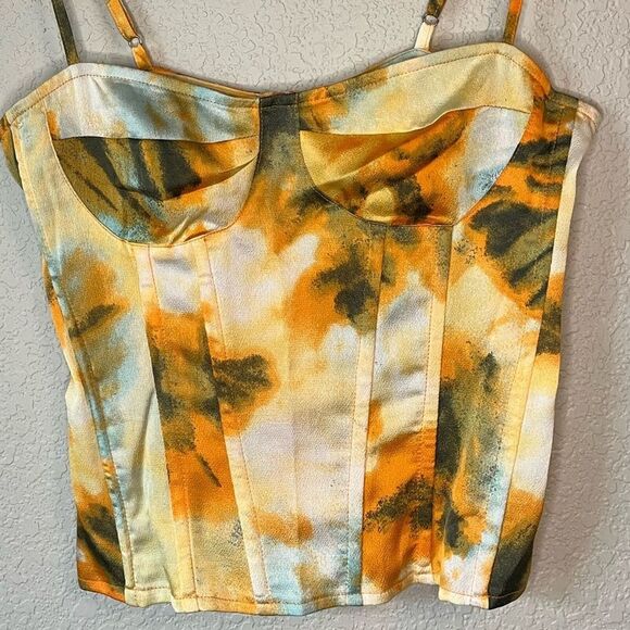 Pretty little thing tank size 4 butter yellow y2k corset crop sexy - Picture 2 of 4